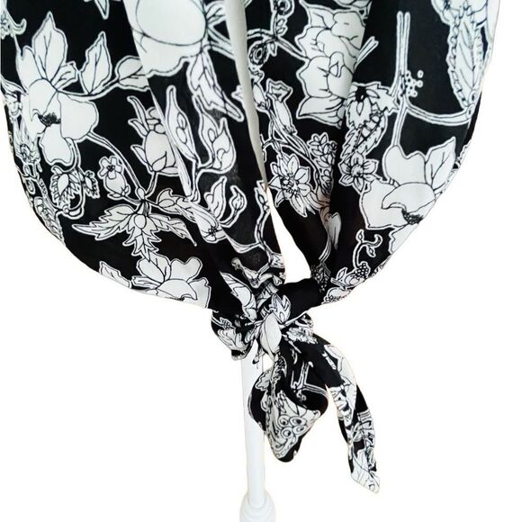 FAVLUX black & white floral camisole, split tie back size L - Picture 3 of 7